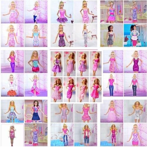Most Fashionable 30Items = 10 Dresses Clothes+10Pairs Shoes +10Hangers Girl Dolls Multi-style Clothing Suits For Barbies Dress