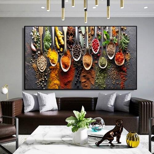 Kitchen Modern Seasoning Fruit Oil Painting on Canvas Posters and Prints Art Scandinavian Wall Art Picture for Living Room Decor