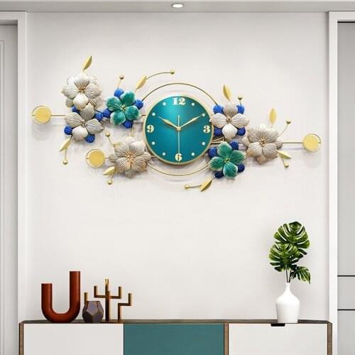 Modern Large Wall Clock Luxury Silent Art Chinese Style Bedroom Wall Clock Mechanism Living Room Reloj Pared Home Decoration 50