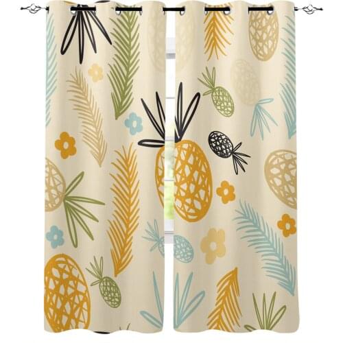 Fruit Pineapple Flowers Blackout Curtains For Bedroom Blinds Drapes Window Curtains For Living Room High Shading