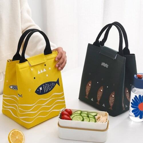 Lunch Bags for Women Kids Cartoon Fish Insulation Thermal Food Bento Box Carry Travel Picnic Breakfast Organizer Cooler Pack