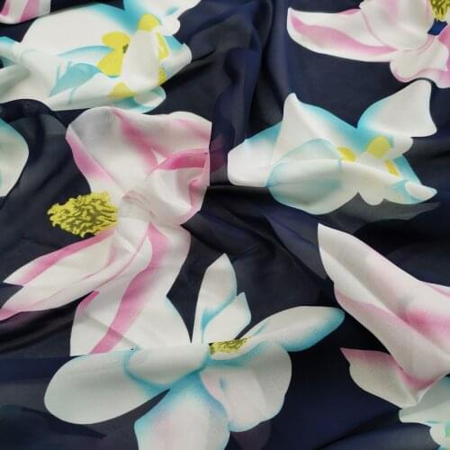 Flower Chiffon Dress Fabric DIY Material Scarf Blouse Cosplay craft Fabric 1 yard