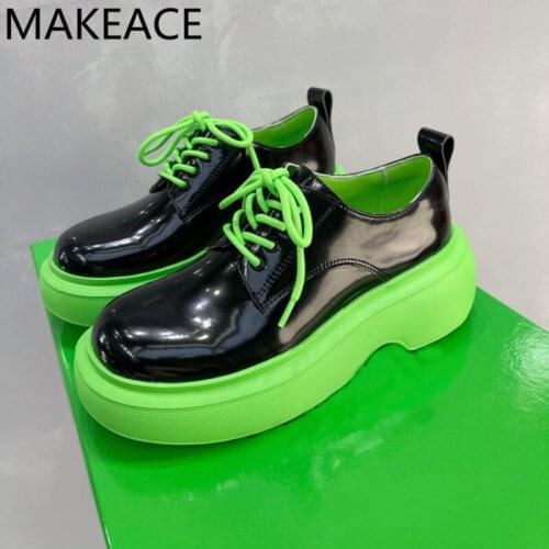 Thick Sole Shoes Women Genuine Leather Lace Up British Style Shoes Ladies Casual Flats Shoes Woman Platform Shoes For Women 2021