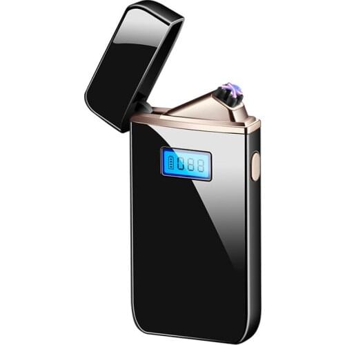 Smart Digital Display Touch Induction Dual Arc Lighter Windproof USB Cigarette Lighter Smoking Accessories for Weed Gift for Men