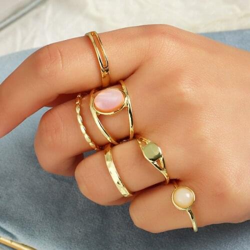 UODCM 2021 Vintage Summer Sliver Colour Fairy Friends Colorful Stone Metalic Finger Rings Korea Hit Women Girl Party Wholesale
