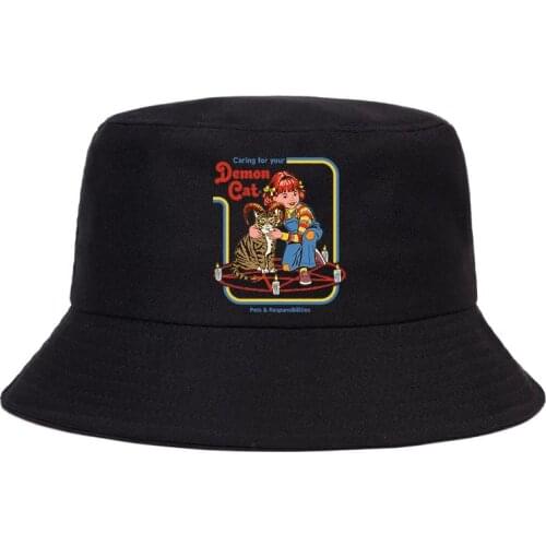 Horror Satan hat 90s Men Women Death Scary Evil Satanism Grim Reaper Baphomet Panama Bucket Cap The Design Flat Visor Fisherman