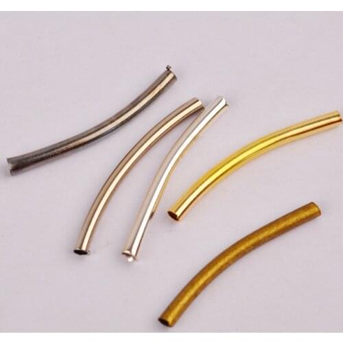 1000pcs Metal Smooth Curved Tube Spacer Beads Connector Jewelry Findings For Bracelets Necklace Diy Jewelry Making Accessories