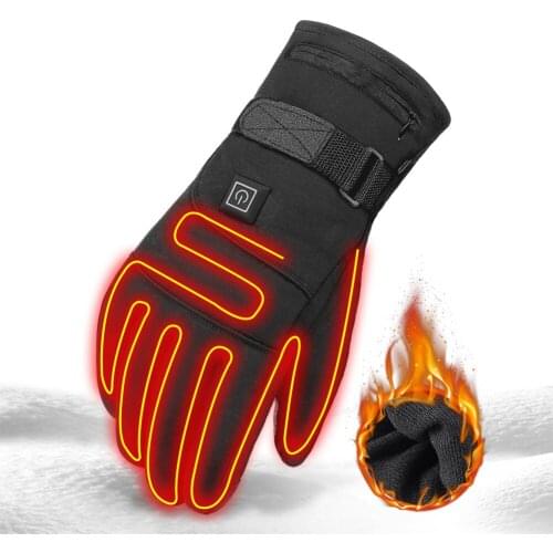 3.7V Waterproof Heated Gloves Winter Motorcycle Gloves Motorbike Racing Riding Gloves Touch Screen Battery Powered Guantes Moto