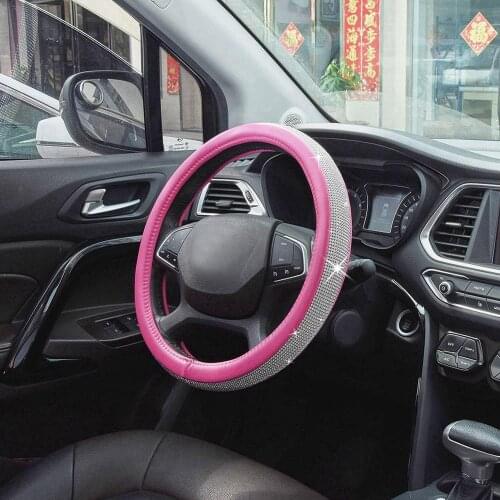 38CM Steering Wheel Cover Car Shiny Diamonds Women Steering Wheel Soft Skidproof Cover Steering Wheel Protector