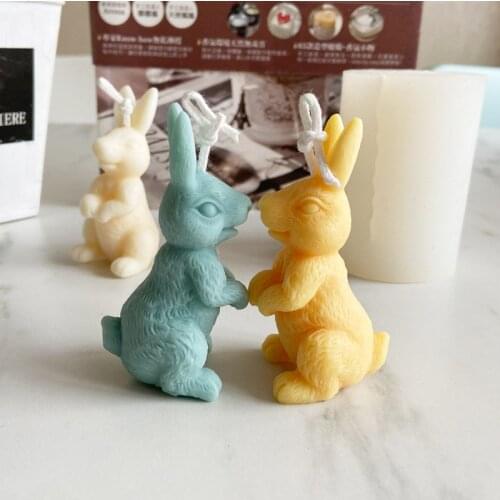 3D Rabbit Silicone Mold Resin Molds Scented Candle Mold Candle Making Supplies Fondant Cake Silicone Mold Plaster Mold