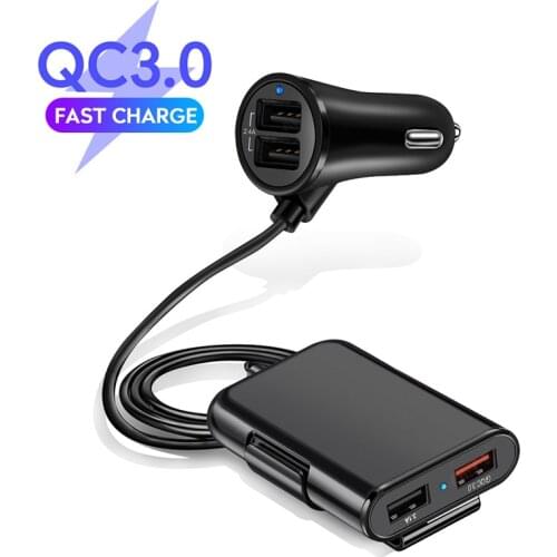 60W QC 3.0 4 USB Car Charger Front Back Seat Adapter Portable quick charge 3.0 Car USB Charger for iPhone Samsung Xiaomi Charger