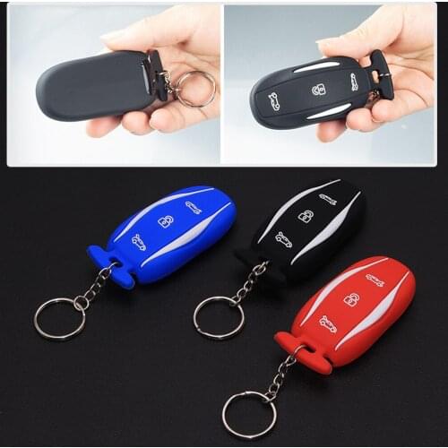 Car Silicone Rubber Key Fob Protector Cover Case Fit for Tesla Model S, X Black Red 3 Buttons Remote Key Holder Skin Protector
