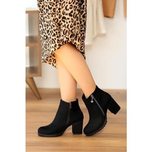 A822-20Siyah Nubuck Pink Potin Black Nubuck Women 'S Boots A822-20