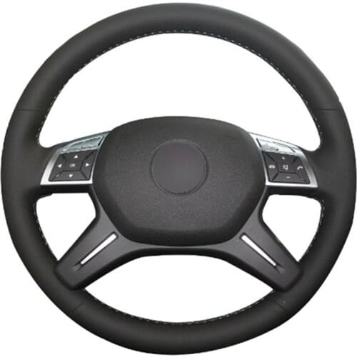 DIY Sewing-on PU Leather Steering Wheel Cover Exact Fit For Benz GL350 ML350