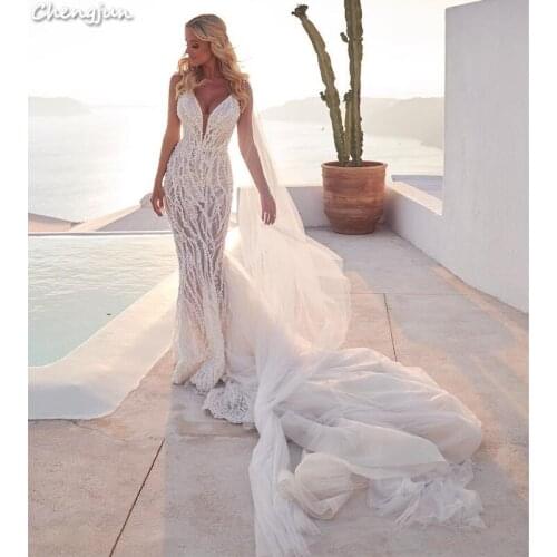 Chengjun Beauty Bridal Mermaid Lace Pattern Wedding Gown Bridal Dress