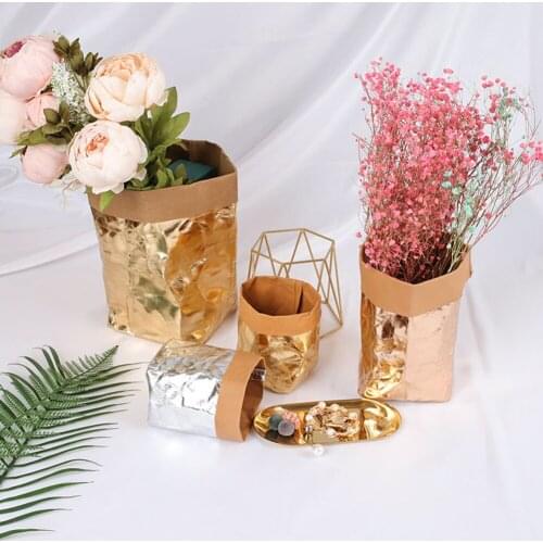 Flower Pots Planter Reusable Makeup Brush Holder Multifunction Storage Bag Washable Grocery Bag Kraft Paper Bags Garden Supplies