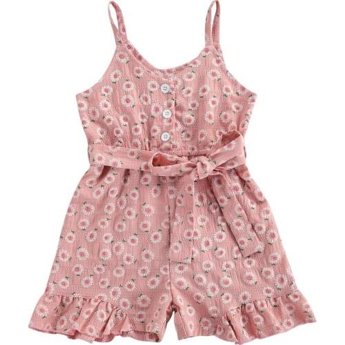 Kids Baby Girls Fashion Sleeveless Floral Romper Jumpsuit Summer Stylish Romper Jumpsuit