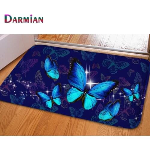 DARMIAN Blue Butterfly Design Carpets Living Room Kitchen Bedroom Balcony Mats Home Decorative Salle Front Door Welcome Area Rug