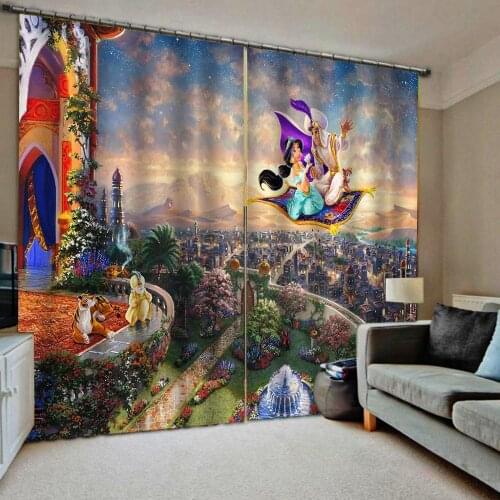 Fantasy castle curtains City night scene Curtain Luxury 3D Window Curtain For Living Room stereoscopic curtains