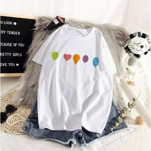 Harajuku T Shirt Women Ullzang Geometric Colorful Balloons T-shirt Funny Cartoon Graphic Tshirt 90s Fashion Top Tees Female