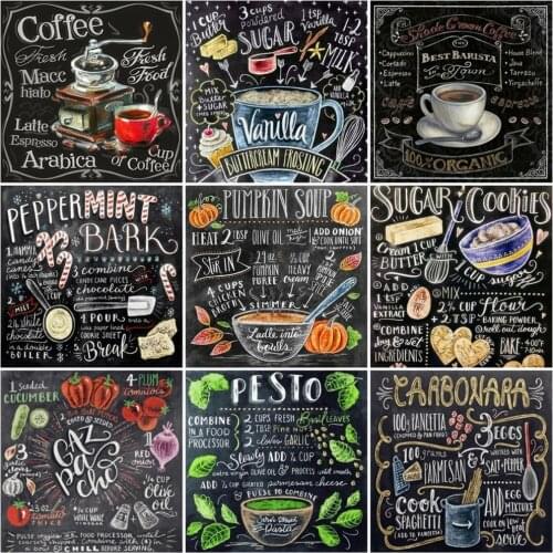 HUACAN Diamond Painting Coffee Cup Diamond Embroidery Kitchen Mosaic Rhinestones Picture Decoration For Home