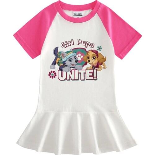 PAW PATROL Childrens Dresses for Baby Girls Summer Cartoon Clothing Cotton Party Tutu Dresses Bunny Kids Clothes