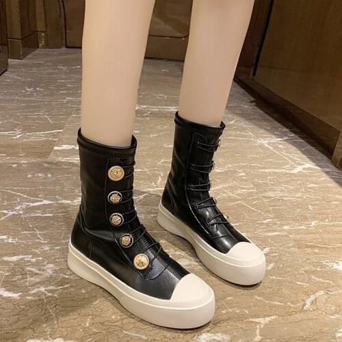 Short boots womens British style lace up summer retro Martin boots 2020 new versatile Knight boots high top boots