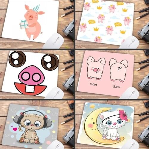 Mairuige Big Promotion Notbook Computer Mousepad Pink Pig and Cat Animal Mouse Pad Gamer Play Mats Small Size for 180*220*2mm