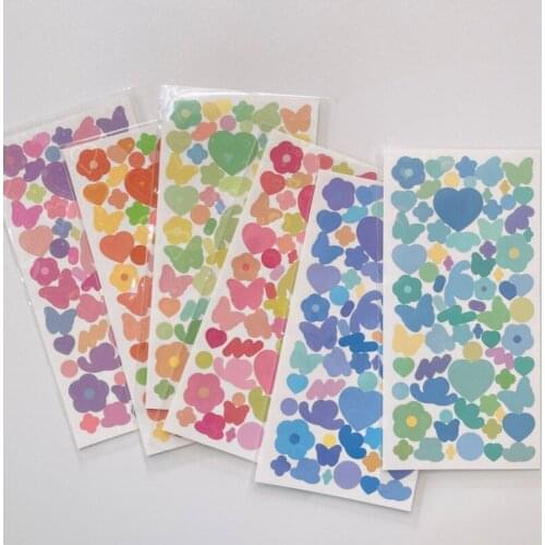 Korean Ins Colorful Love Flower Butterfly Cute Stickers Children Creative DIY Paster Photo Stationery Kawaii Decorative Sticker