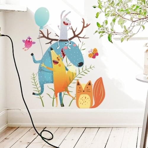 Creative Cartoon Wall Sticker for Kids Rooms Animal Sticker Home Decor Bedroom Decal Poster Nursery Mural Living Room Decoration