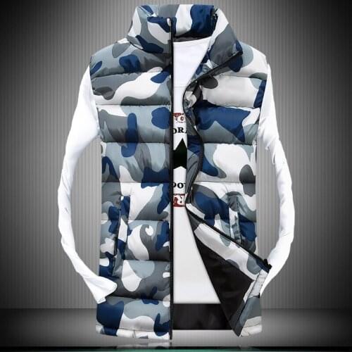 Men Vest 2020 New Fashion Camouflage Couple Casual Mens Hoodied Waistcoat Korean Style Slim Sleeveless Warm Down Vest