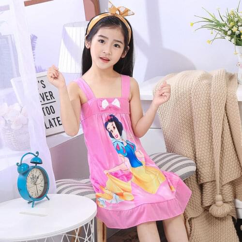 Frozen Disney Princess Girl Nightdress Baby Pajamas Sophia Mermaid Short Sleeve Nightgown Kids Home Dress Summer Sleepwear