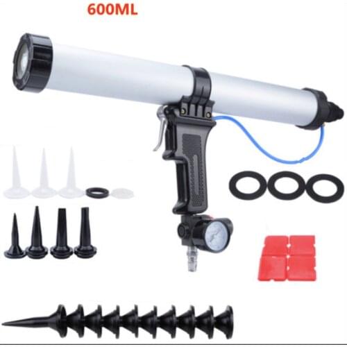 New Hot 600ML Soft Pneumatic Caulking Gun Glass Glue Air Rubber Guns Tool Caulking Gun Glass Glue Gun With Control Valve 6.8 Bar