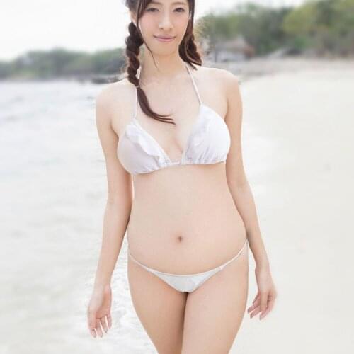 New Womens Summer White Sexy Gril Triangle Bikini Swimwear Swimsuit Bikini Set Brazilian Beach Bathing Suit Thong bottom