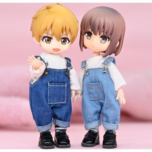 Ob11 babys clothes overalls suit girls head 1/8 1/12 BJD clothes Molly little red riding hood holala doll clothes T-shirt+pant