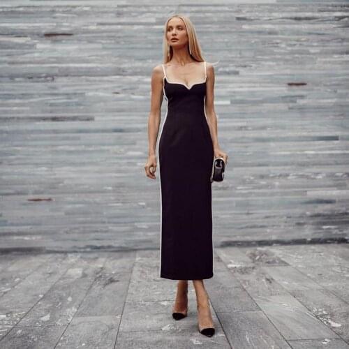Autumn Sexy Ladies Black Slash Neck Sleeveless Wrap Chest Backless Buttock Pron High Street Each Matching Bandage Evening Dress