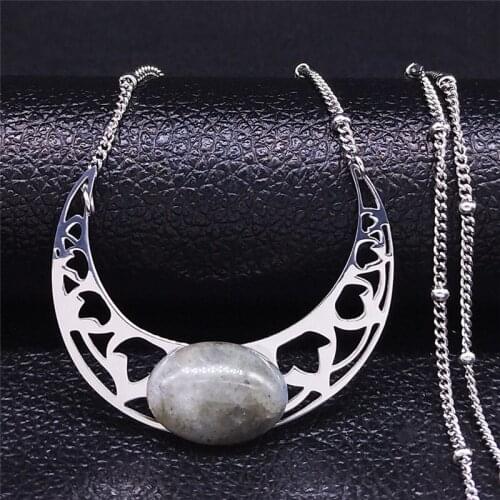 Flower Moon Flash Stone Stainless Steel Charm Necklaces for Women/Men Silver Color Necklaces Pendants Jewelry colgante N1121S04
