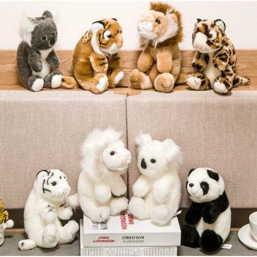 20cm Plush Koala Keychain Toys Stuffed Animals Doll White Tiger Lion Panda Leopard Plush Toy for Girl Kids Xmas Gift