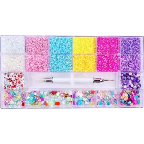 Resin Rhinestones Soft Clay Flakes Special-Shaped Set Rainbow AB with Drill Pen Nails Accessories Creative Decorations