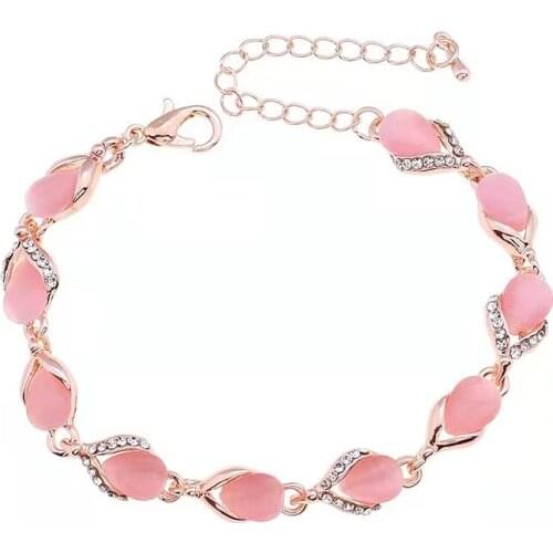 Popular Jewelry Simple Alloy Diamond-studded Opal Bracelet Female Temperament Exquisite Gold-plated Jewelry Bracelet Wholesale