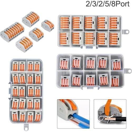 Spring Lever Nuts Terminal Blocks Reusable ElectricCable Connectors w/Case