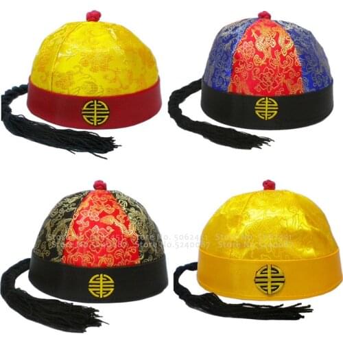 Adult Kids Chinese Style Ancient Prince Retro Hat Embroidery Tang Suit Hats Men Traditional Hanfu Caps Party Cosplay Headwear