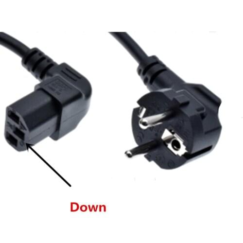 EU PDU UPS AC Power Cord,European 3Pin Male Plug to IEC 320 C13 Up/Down Angled Power Adapter Cable For Wall Mount TV