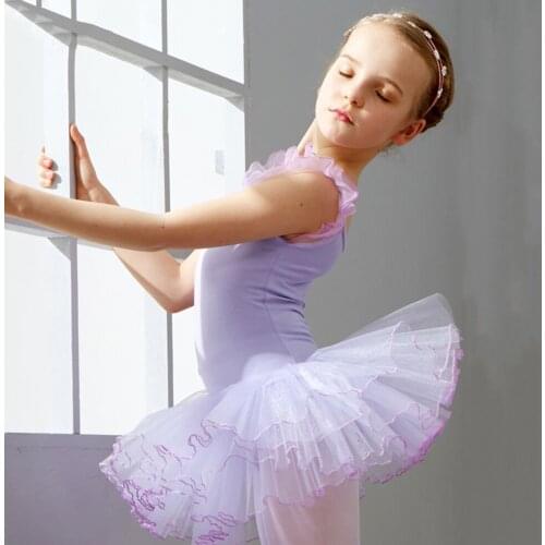 2017 Hot Ballet Dance Dress Girl Kids Performance Costumes Blue/Pink Ruched Yarn Skirt Disfraces Leotard Vestido Ballet