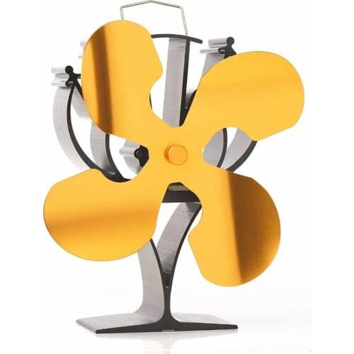 VODA Golden 4 Blade Heat Powered Stove Top Fan Efficient Fireplace Fan For Home Wood/Log Burner Indoor Heat Distribution Tool