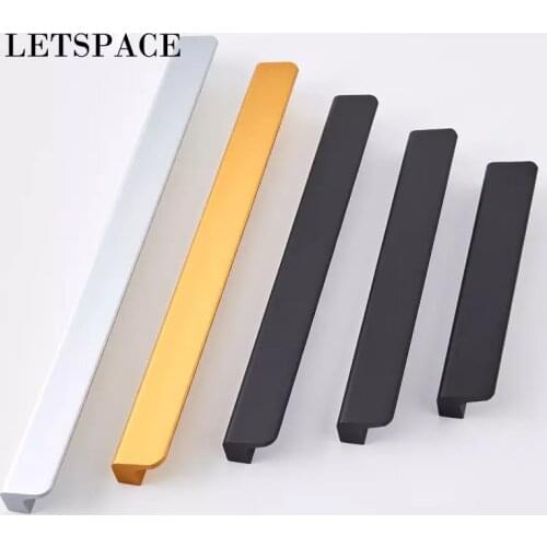 Lengthen Modern simple cabinet door edge handle wardrobe drawer pulls black furniture handle Hardware kitchen cabinet knob 960mm