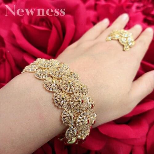 Newness Trendy Luxury Stackable Bangle For Women Wedding AAA Cubic Zircon Crystal CZ Dubai Bracelet Party Jewelry