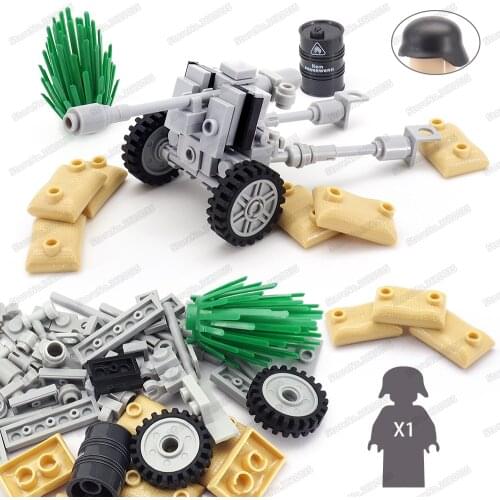 Military German Army WW2 Anti-tank Artillery Car Building Block Moc War Figures Base Weapons Model Child Christmas Gift Boy Toys