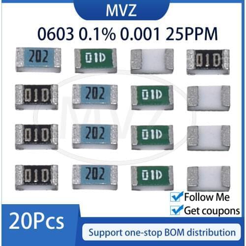 0603 0.1% 0.001 High Precision Resistors 25PPM 1.1K 1.2K 1.3K 1.5K 1.6K 1.8K 2K 2.2K 2.4K 2.49K 2.7K 3K 3.3K 3.6K 3.9K Ohm
