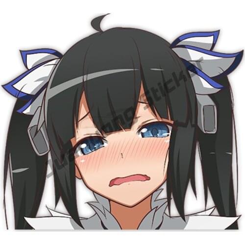 Waifu Peeker Big Head Colorful Car Stickers DanMachi Hestia Sexy Cute Anime Girl Bumper Truck Yacht Vinyl Decal Decor KK13x13cm